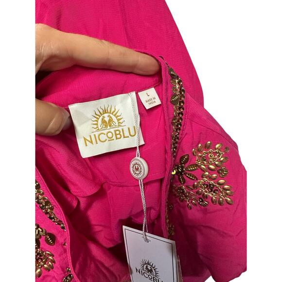 NicoBlu Callista Tunic – Hot Pink with Gold Embellishments - Picture 6 of 7